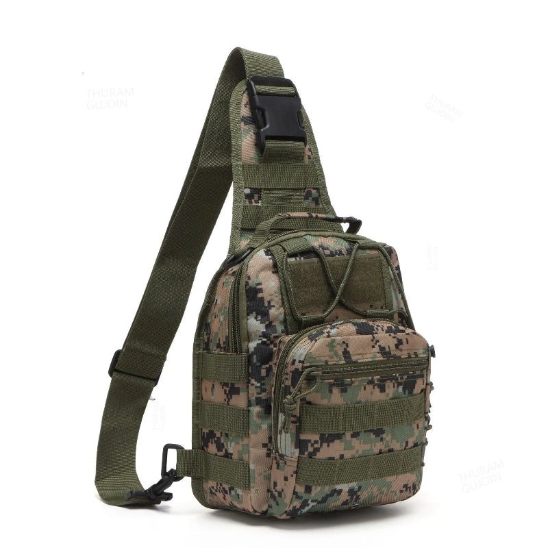 Camouflage sling bag on a white background