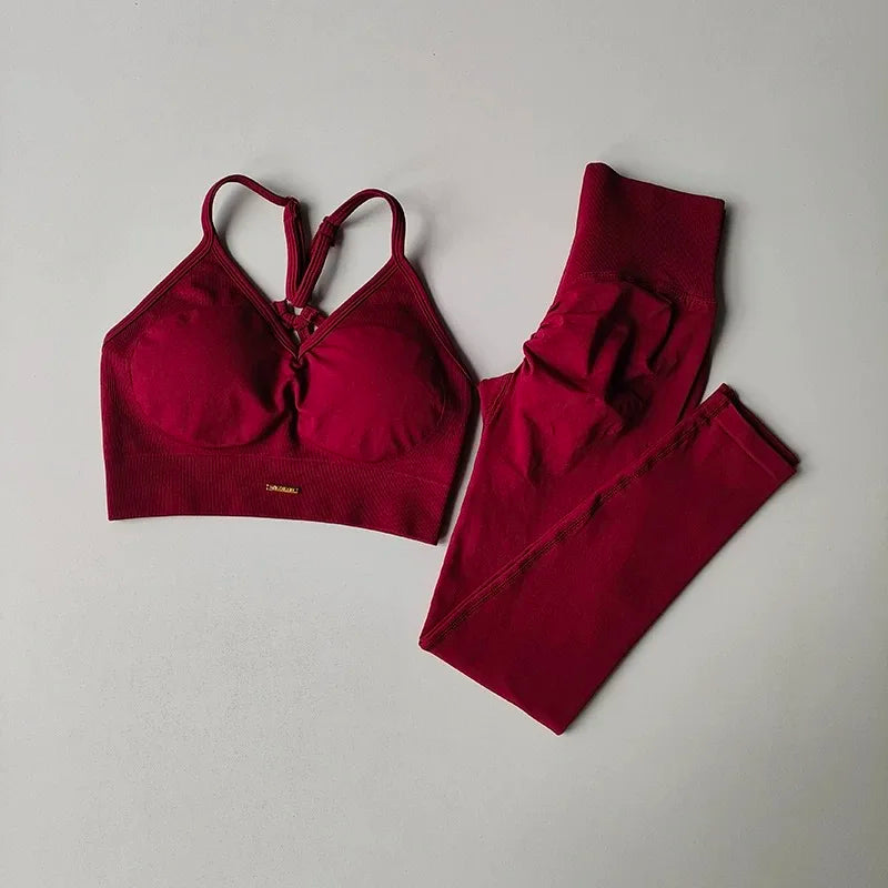 Women’s peach high‑waisted hip‑lifting exercise suit with shockproof sports topv87=
