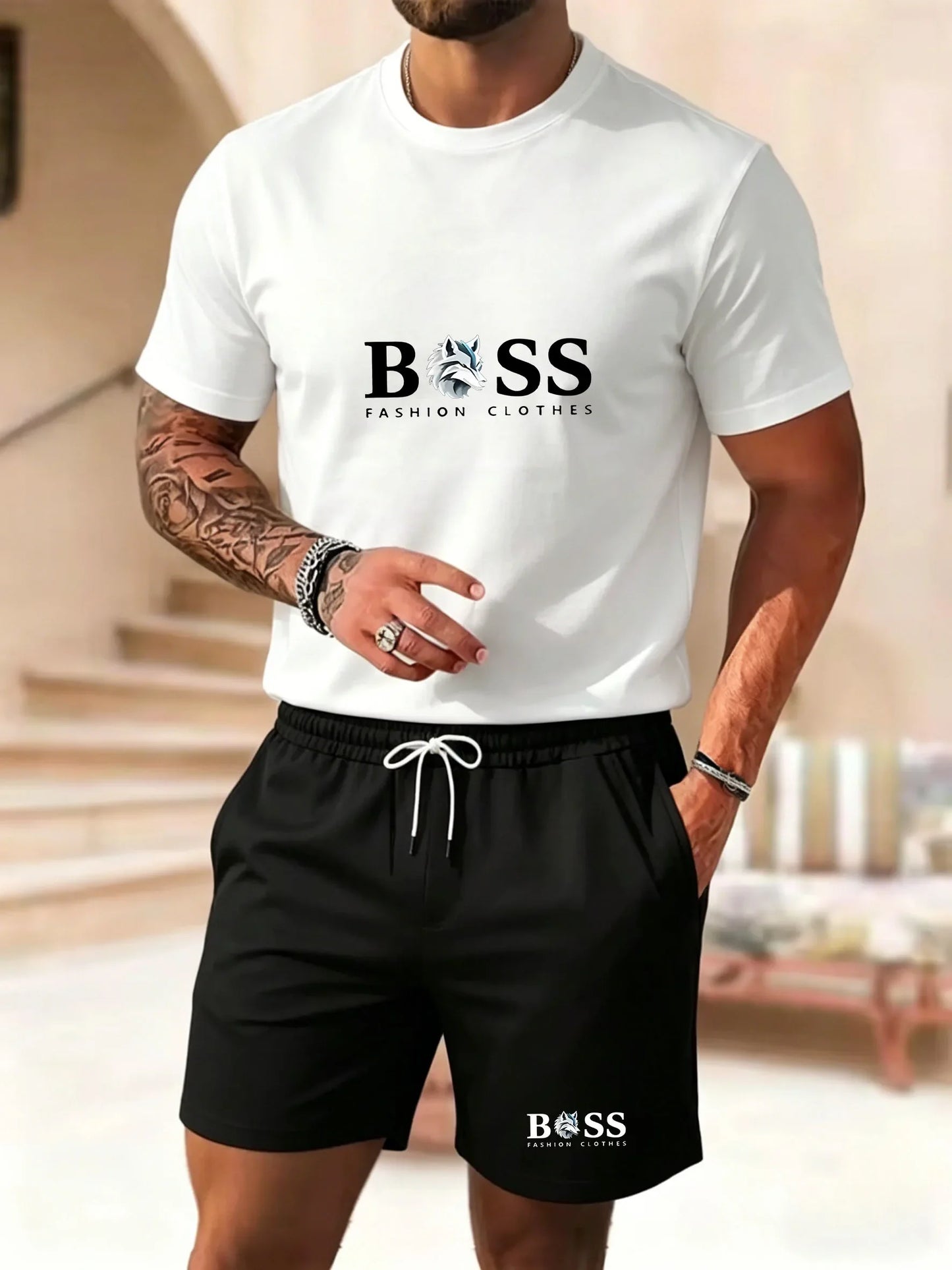 Men's two-piece sportswear short sleeved T-shirt and pants set running fitness sportswear 2026 summer promotion