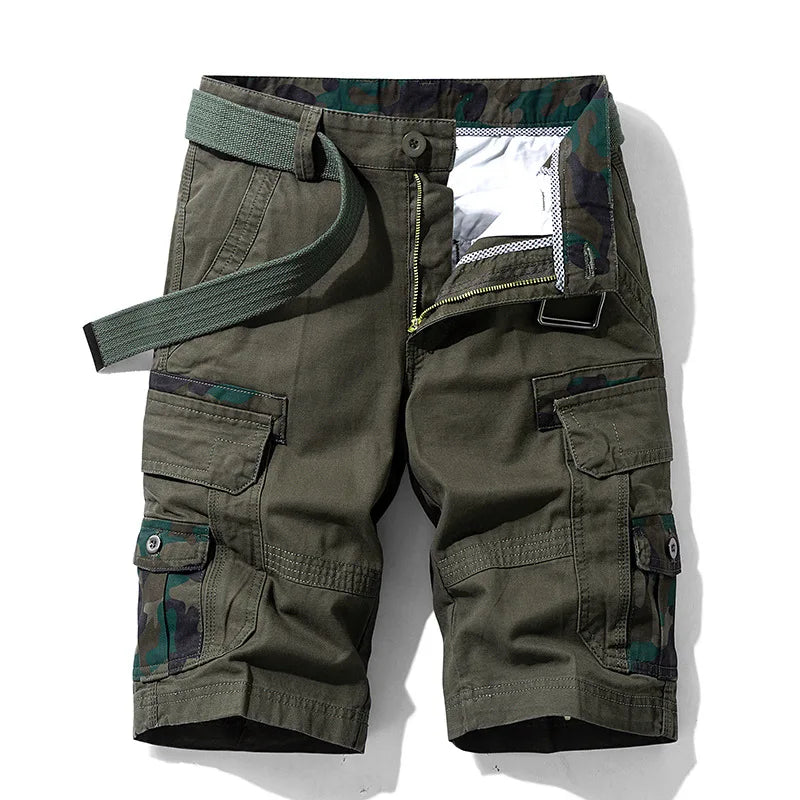 Men 100% Cotton Camouflage Cargo Shorts New Summer Jogger Casual Shorts Pants Quality Male Straight Knee Length Tooling Shorts