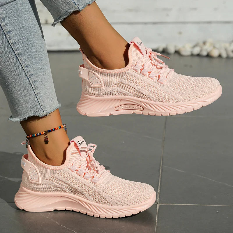 2025 fly weaving women’s fashion sneakers – breathable casual sports shoes pink 3