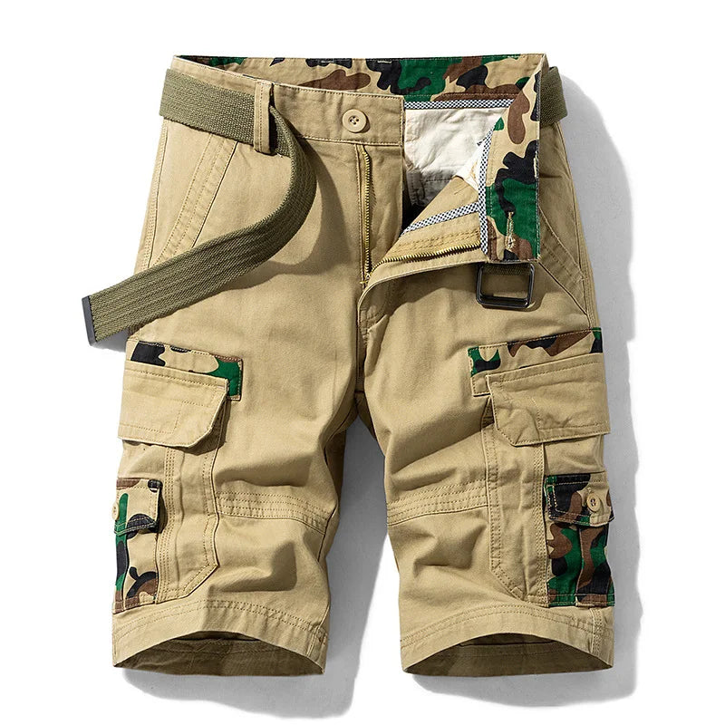 Men 100% Cotton Camouflage Cargo Shorts New Summer Jogger Casual Shorts Pants Quality Male Straight Knee Length Tooling Shorts