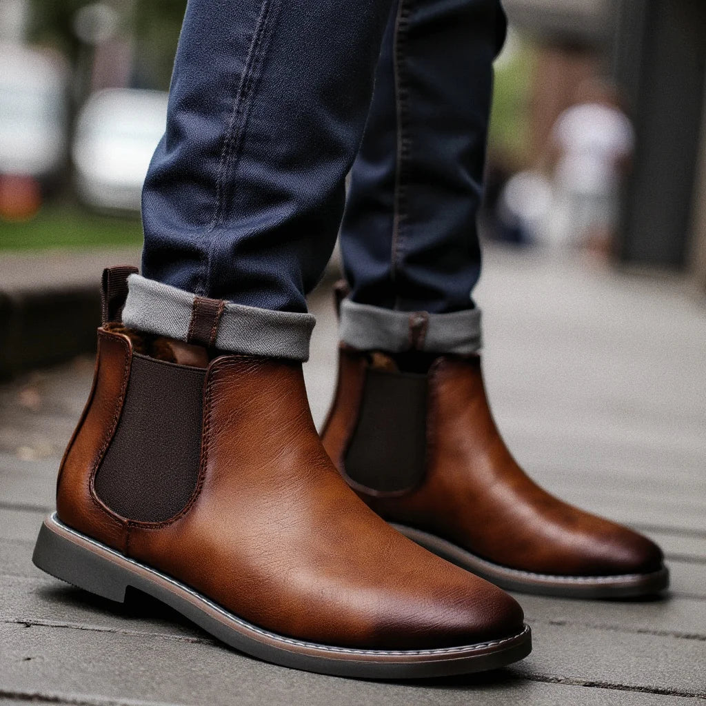 Men’s Retro Leather Ankle Boots – Comfortable 2026 Fashion Boots
