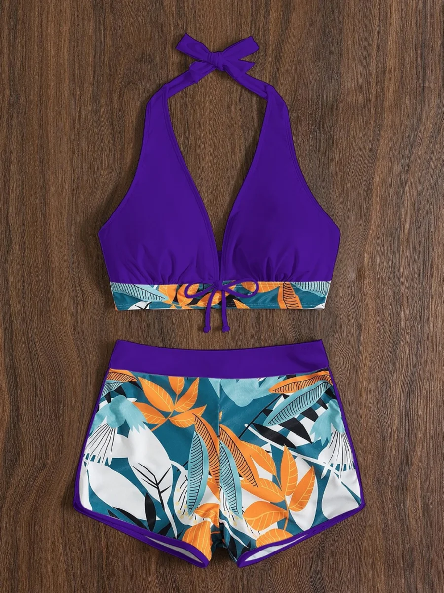 Women’s Halter Bikini Set | High Waist Printed Swimwear