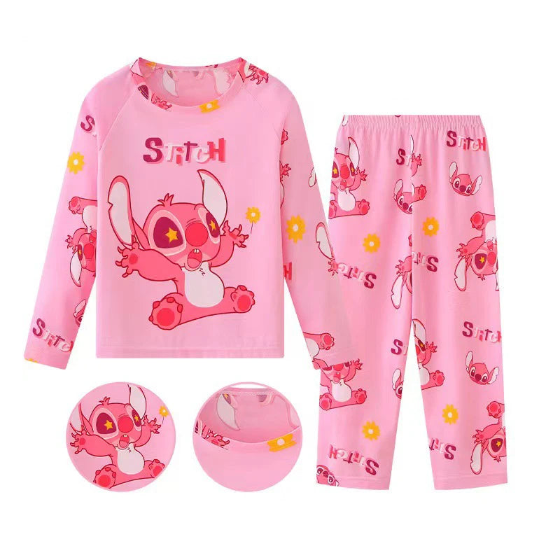 Pink pajama set with cartoon character on a white background