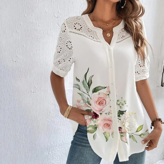 Women’s Lace Blouse | Elegant Loose Fit Casual Fashion Shirt