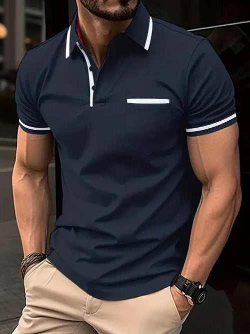 men's short sleeve T-shirt Casual. - dark blue