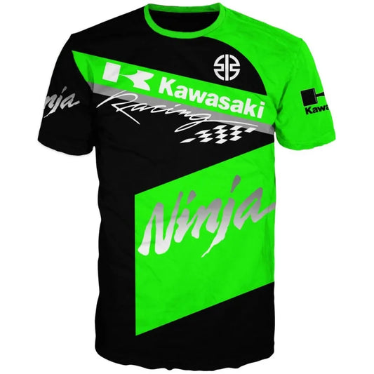 Kawasaki motorcycle race men’s and women’s printed T-shirt 2025 sport fast-drying breathable long sleeve shirt with Moto men’s summer cotton shorts