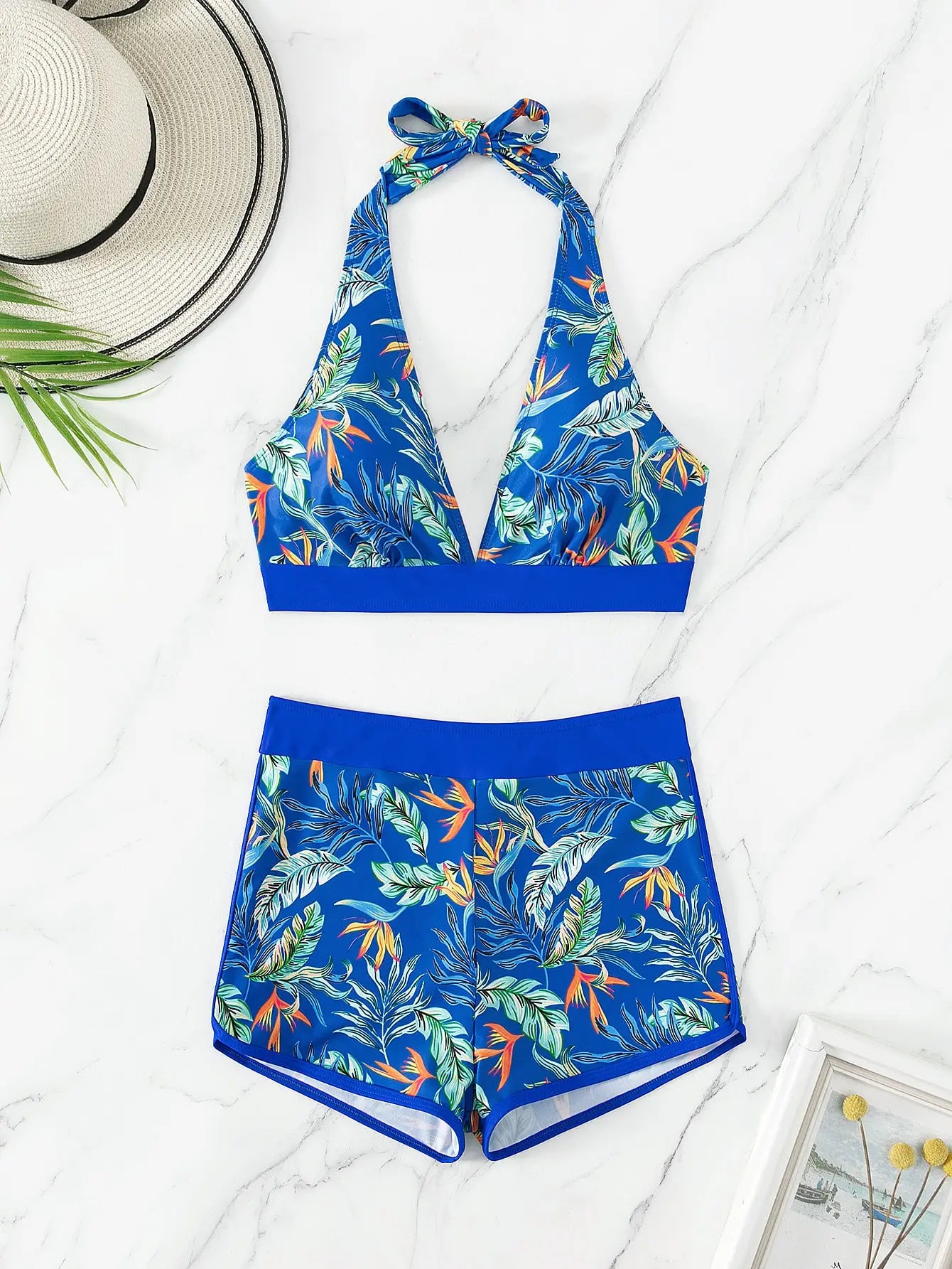 Women’s Halter Bikini Set | High Waist Printed Swimwear