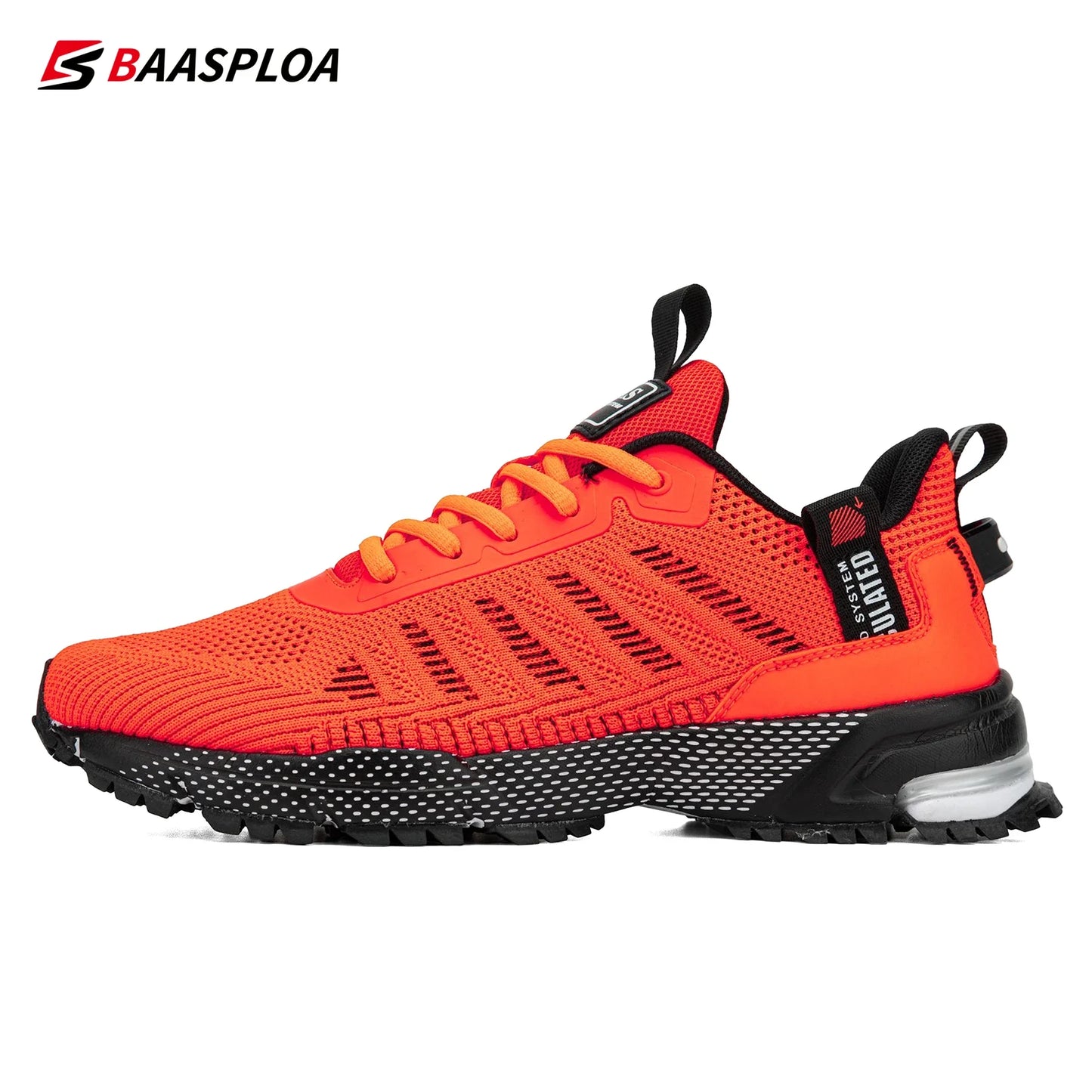 Baasploa men's mesh breathable running shoes – lightweight non-slip sneakers in plus size red