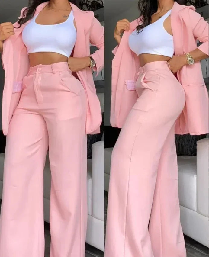 Women’s elegant blazer and trousers two-piece suit with notched collar and tailored fit 121