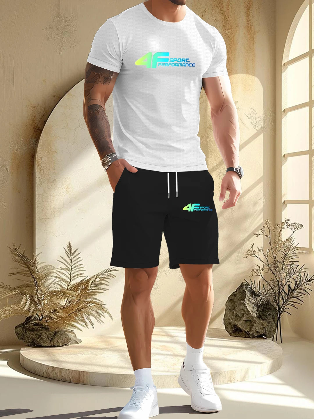 2025 Mens Summer Casual Suit Textured Color Short Sleeve Outdoor Street Fashion Shorts Two Piece Pocket Loose