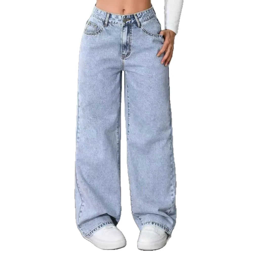 Women’s Plus Size Wide Leg Jeans | High Waist Denim Pants