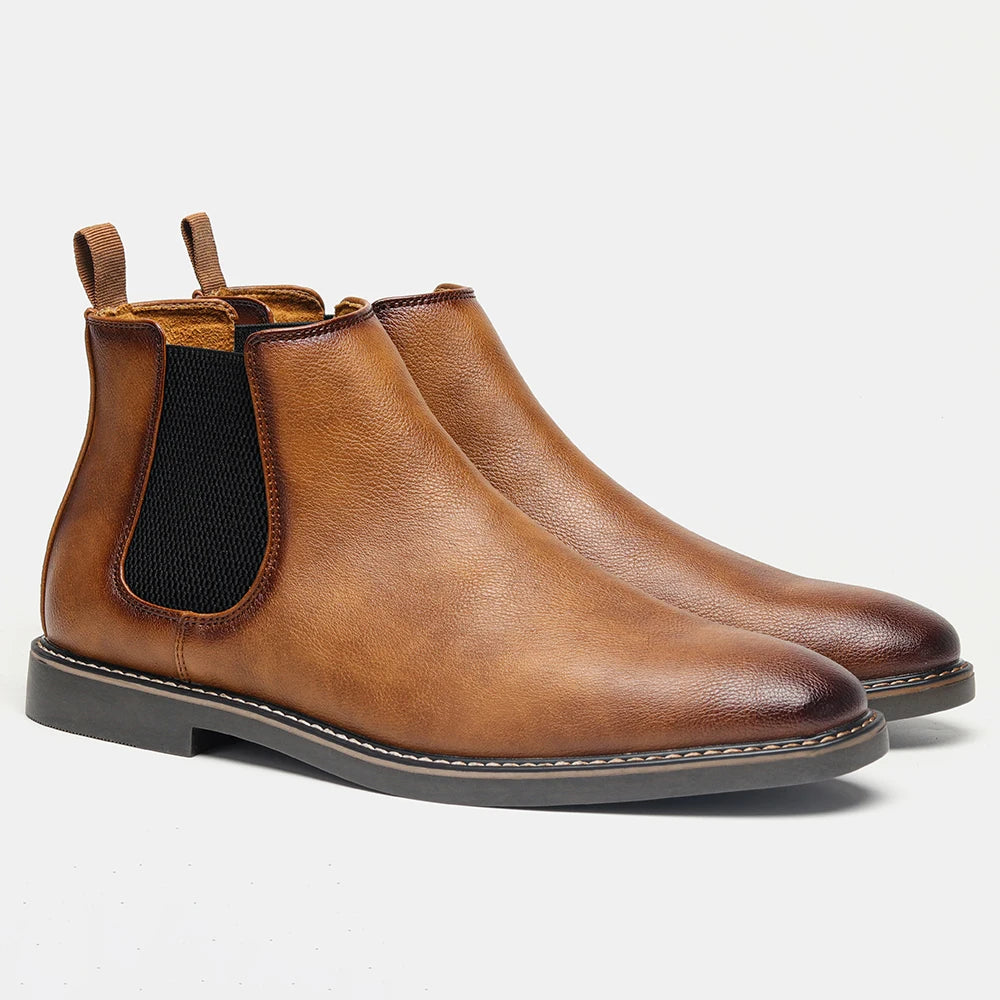 Men’s Retro Leather Ankle Boots – Comfortable 2026 Fashion Boots