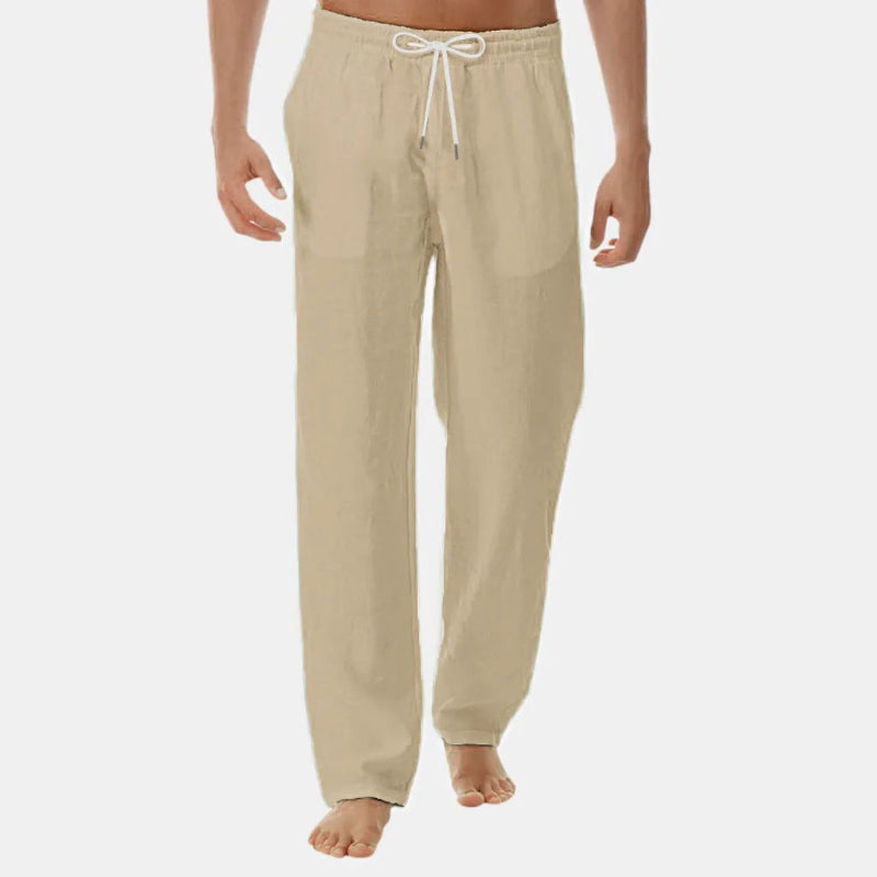  Men's Cotton Linen Long Pants - khaki1