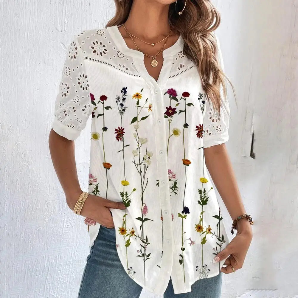 Women’s Lace Blouse | Elegant Loose Fit Casual Fashion Shirt