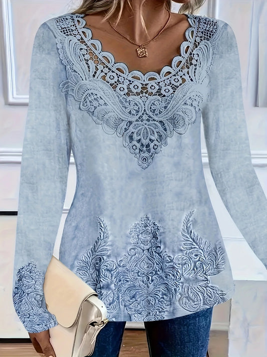 Plus Size Elegant Casual Woman T-Shirt Fashion Loose T-Shirt Woman Temperament Long sleeve T-Shirt Holiday Weekend