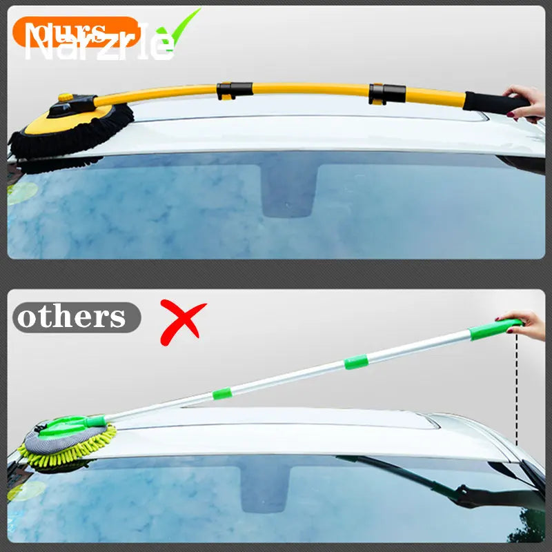 Telescoping car wash mop with retractable bent bar for easy cleaning  -5