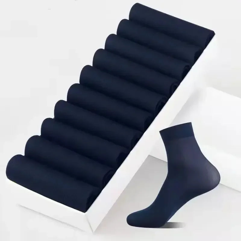 10/20 pairs Men Ice Silk Socks  - dark blue