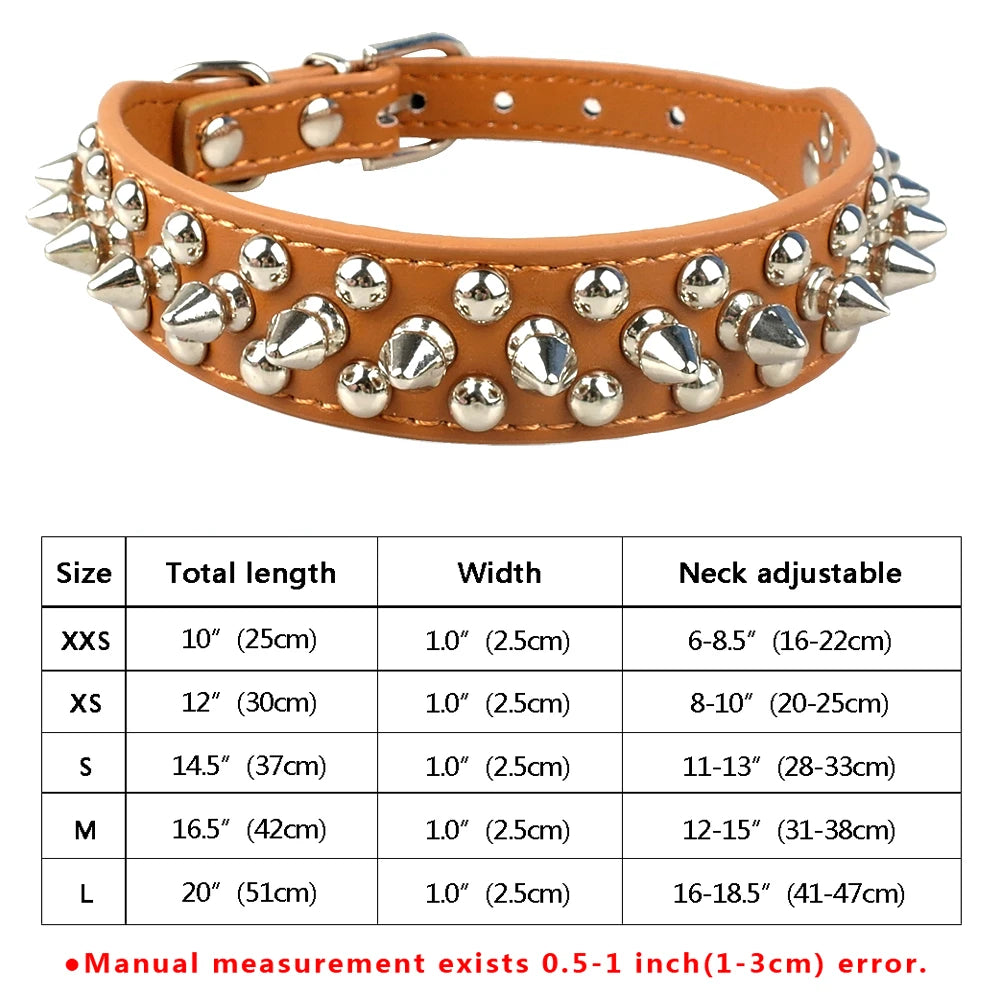 Spiked Studded Leather Dog Collar - 9.measurements 