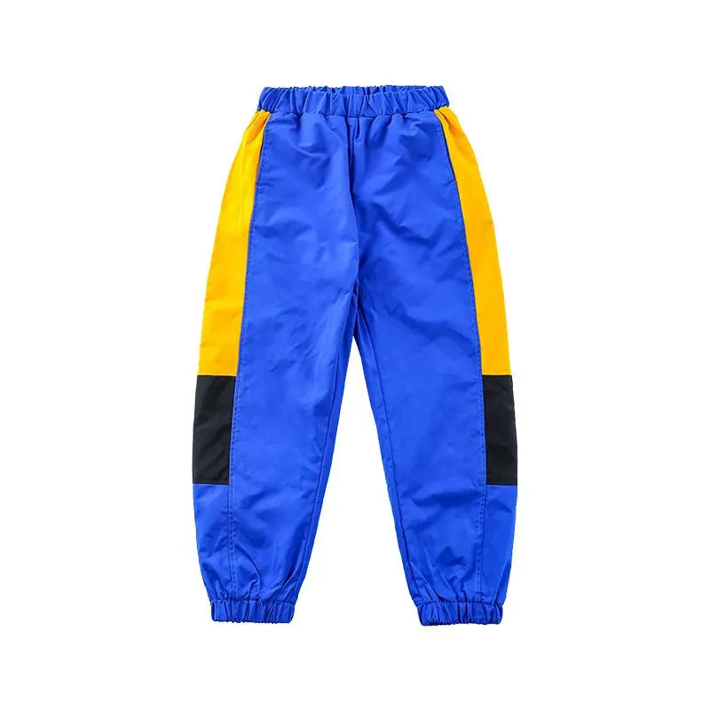 Blue and yellow pants on a white background