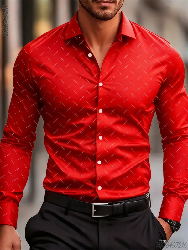 Red patterned shirt worn by a person with a blurred background