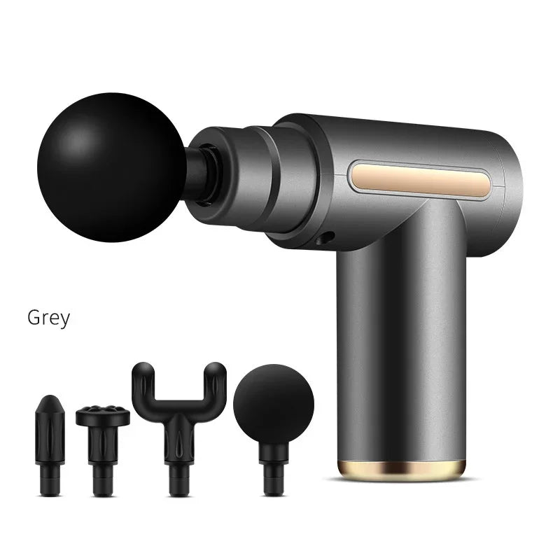 Mini 2024 portable deep tissue fascia gun massage device in black with adjustable speed for whole body relief  dark gray