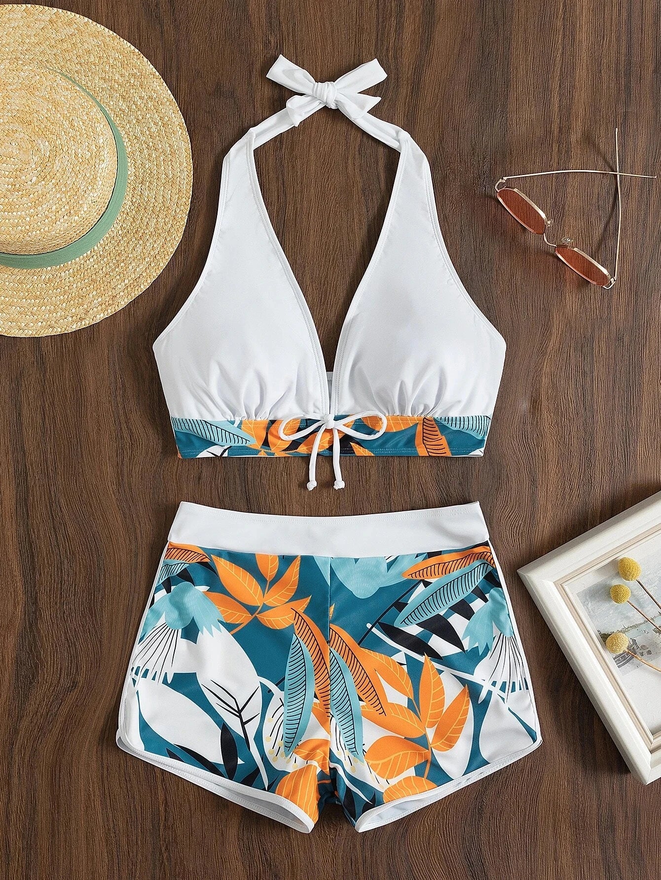 Women’s Halter Bikini Set | High Waist Printed Swimwear