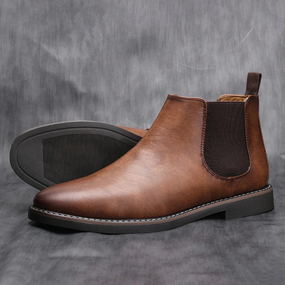Men’s Retro Leather Ankle Boots – Comfortable 2026 Fashion Boots