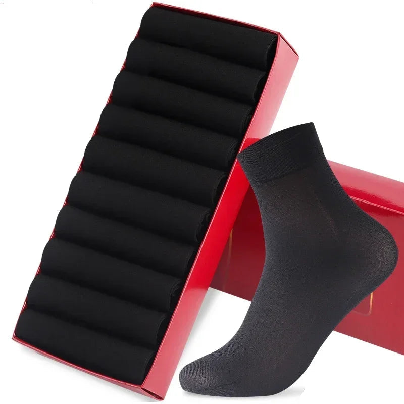 10/20 pairs Men Ice Silk Socks  -  black