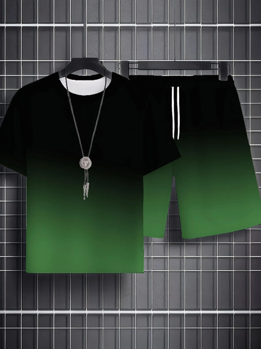 T-shirt and shorts two-piece set breathable summer athletic outfit relaxed fit short sleeve activewear 000