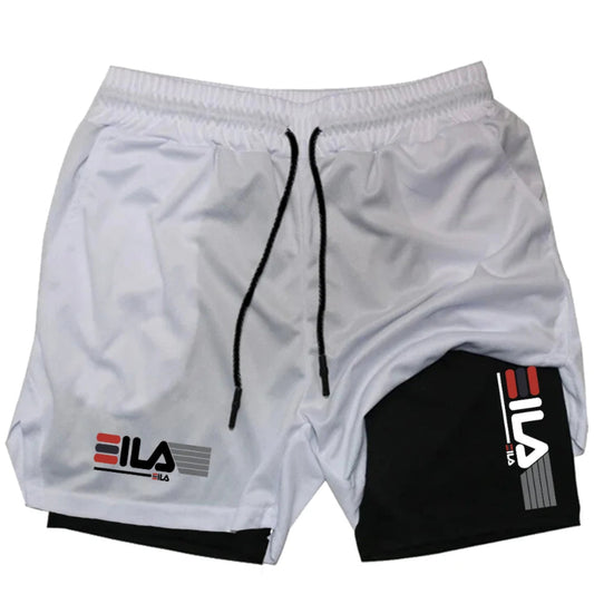 Men’s 2-in-1 Running Shorts – white black