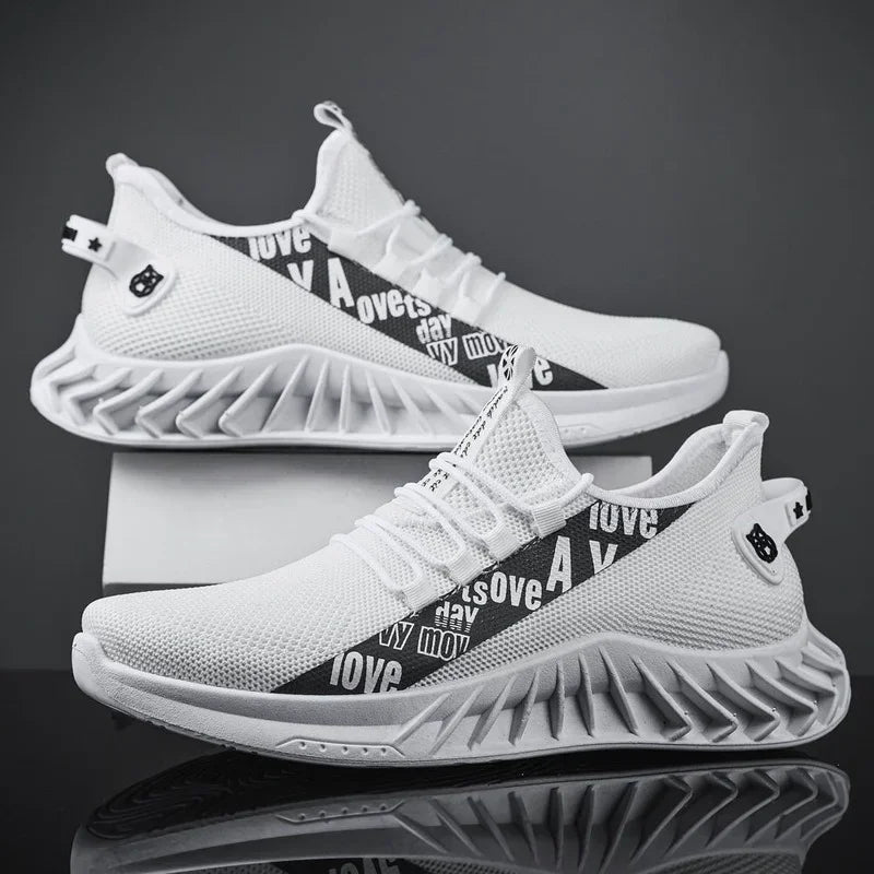 Lightweight breathable mesh men's sneakers in casual non-slip design white 2