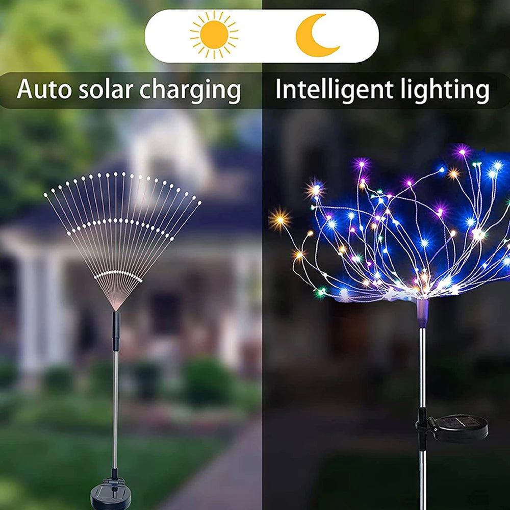 Solar Firework Light Grass Globe Dandelion- 3 -auto solar charging