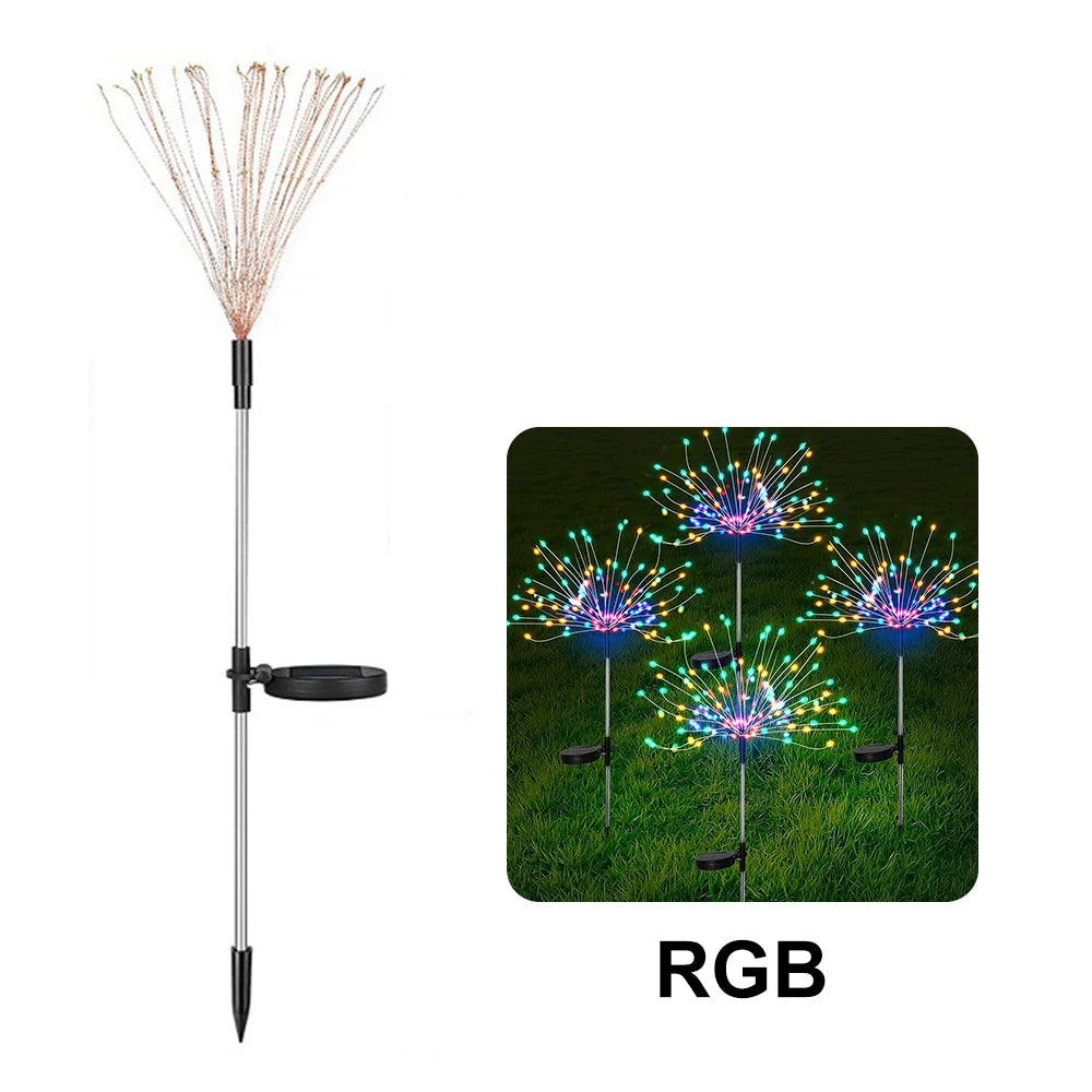 Solar Firework Light Grass Globe Dandelion- 8 - rgb colots