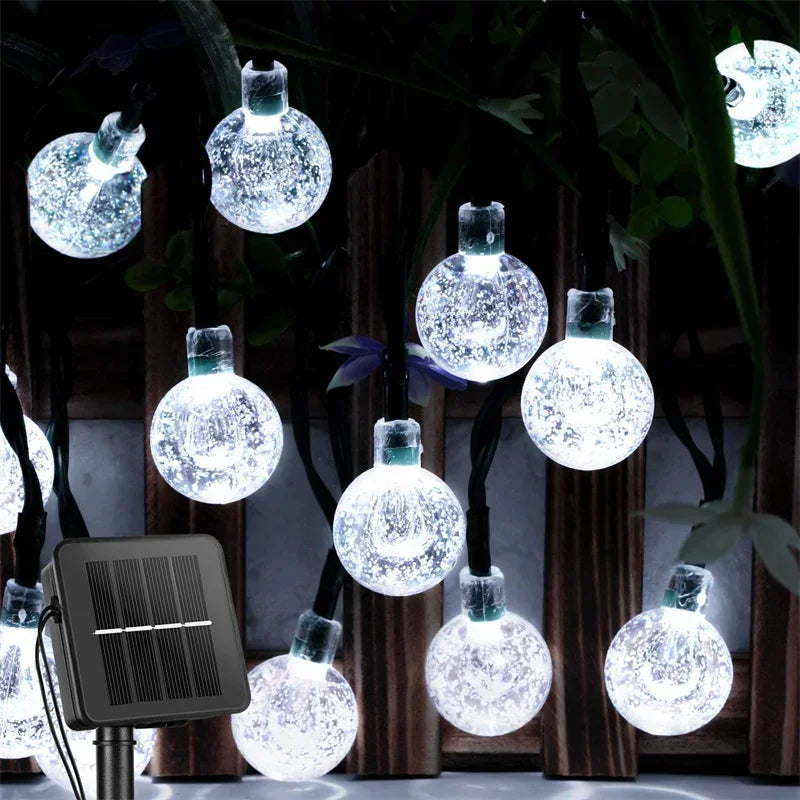 Solar Powered String Lights Outdoor Led Crystal Globe With 8 Modes- 10