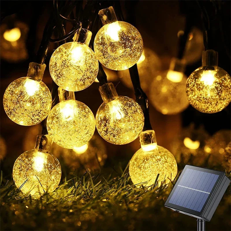 Solar Powered String Lights Outdoor Led Crystal Globe With 8 Modes- 2