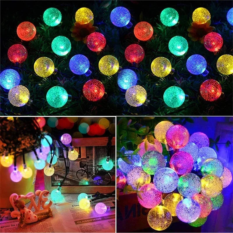 Solar Powered String Lights Outdoor Led Crystal Globe With 8 Modes- 6