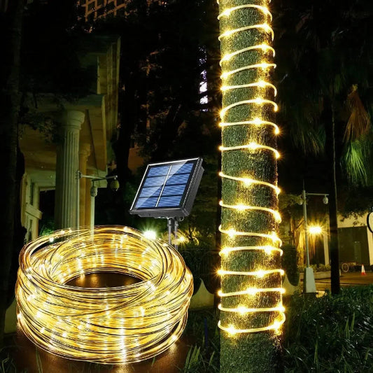 300LED Solar Rope Strip Light Waterproof Outdoor Fairy Lights for Garden-yellow1