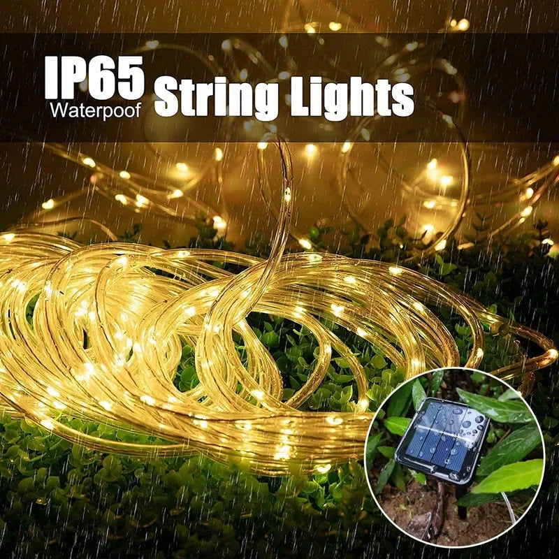 300LED Solar Rope Strip Light Waterproof Outdoor Fairy Lights for Garden- yellow 22