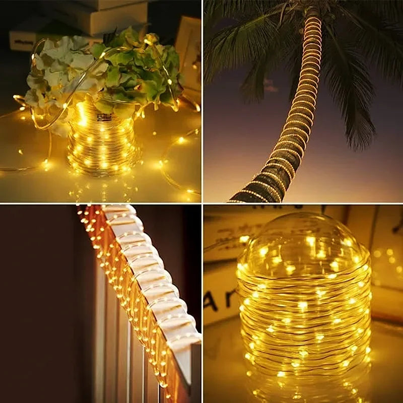 300LED Solar Rope Strip Light Waterproof Outdoor Fairy Lights for Garden- yellow3