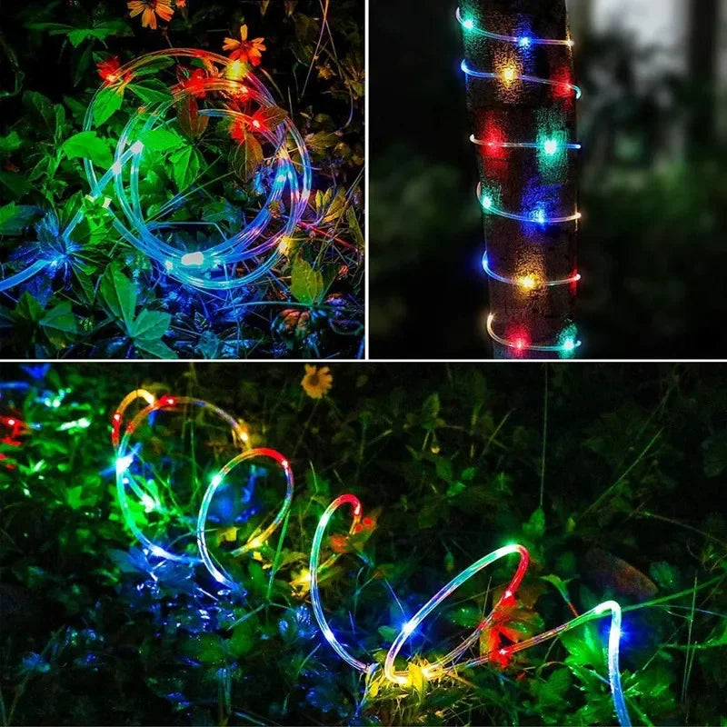 300LED Solar Rope Strip Light Waterproof Outdoor Fairy Lights for Garden- multicolor 2