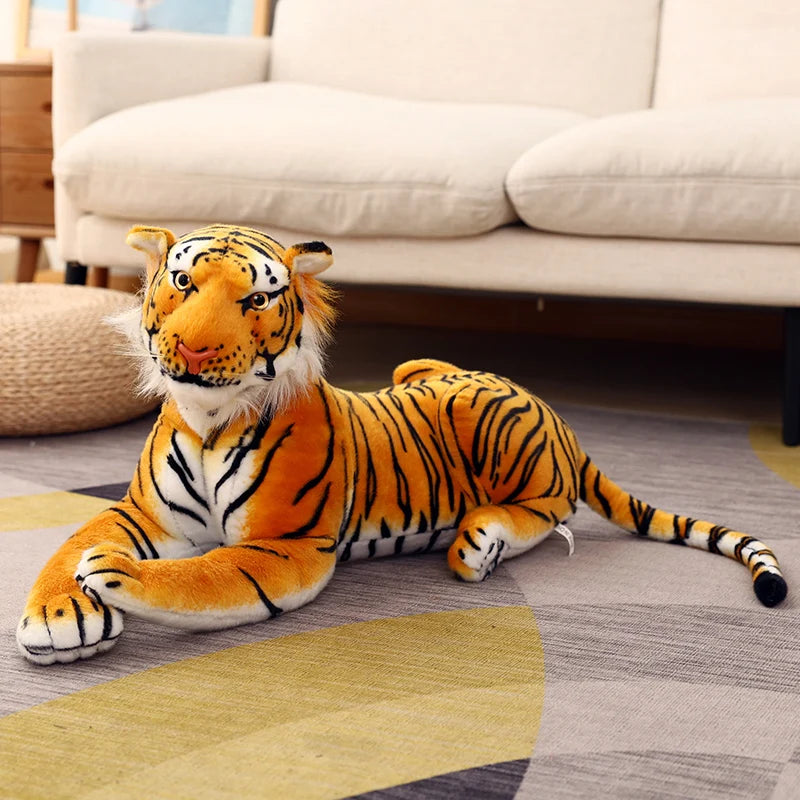 50/75cm lifelike tiger plush toy in white & brown – soft, realistic wild animal doll for kids and room decor. - 6