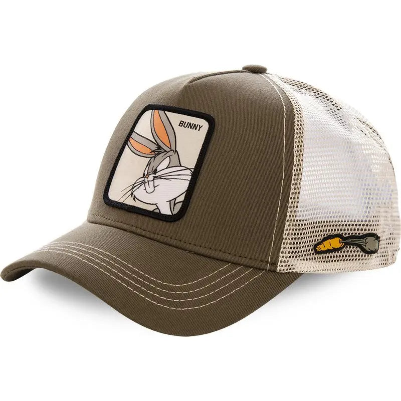Unisex Anime Cartoon Baseball Cap with High-Quality Patch Trucker Hat - 12 beige