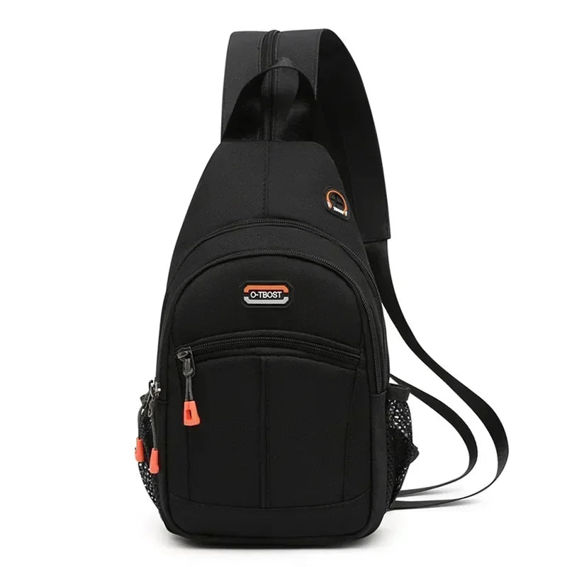 Women Mini Backpack Chest Bag Oxford Cloth Waterproof - Black