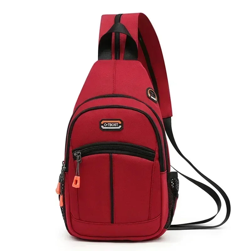 Women Mini Backpack Chest Bag Oxford Cloth Waterproof - red