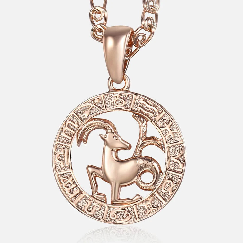 Women's zodiac sign pendant necklace in 585 rose gold with 3mm snail chain, featuring 12 constellation charms like Aries, Leo, and Scorpio.  - 9